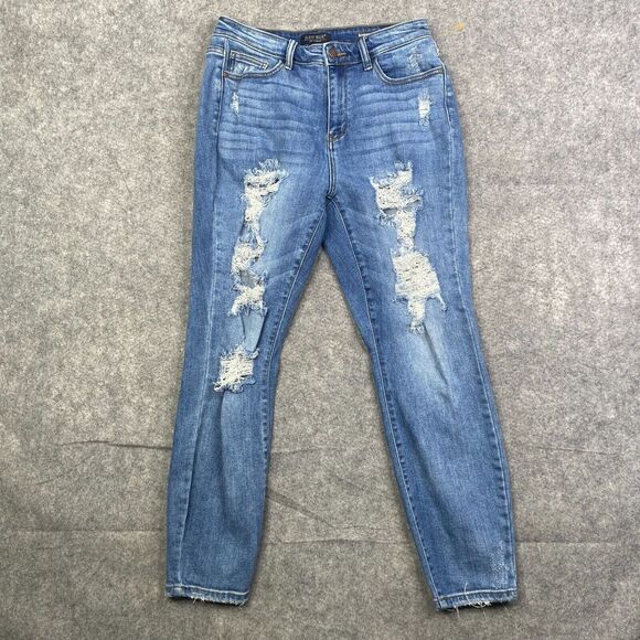 Judy Blue Denim - Judy Blue Jeans Womens 7/28 Boyfriend Fit Med Wash Blue Stretch Comfort Denim